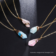 Shangjie OEM Natural stone irregular crystal rough stone necklace birth stone mothers necklaces